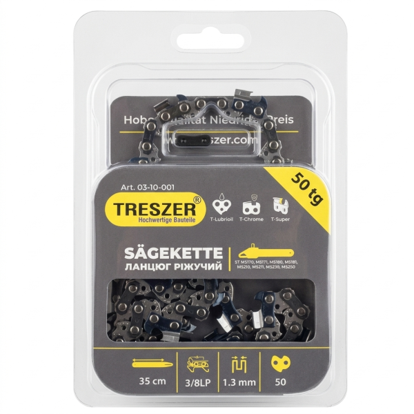 Ланцюг TRESZER бензопили MS180, MS230, MS181, MS162  -3/8LP -1,3мм -50в.л. блістер