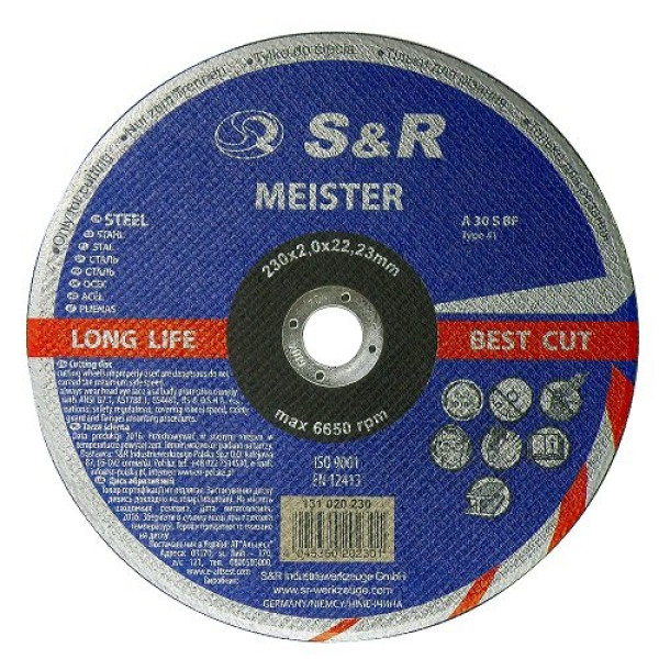 Круг відрізний по металу S&R Meister A 30 S BF 230x2,0x22,2