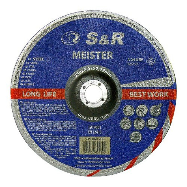 Диск зачистний по металу S&R Meister A 24 R BF 230x6,0x22,2